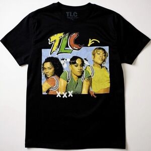 TLC Band Graphic T Shirt Black Retro 90s Style Women's Top Size L